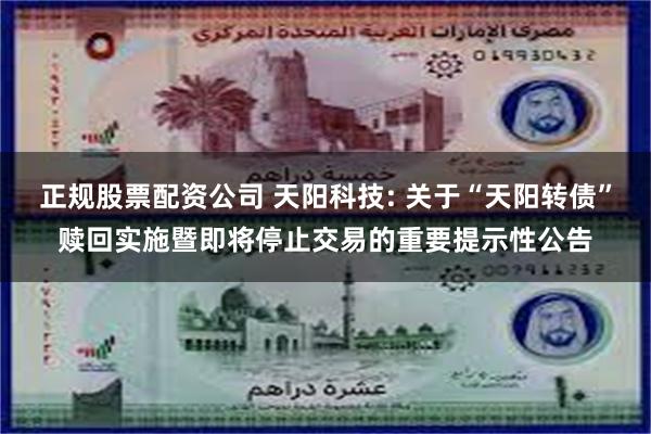 正规股票配资公司 天阳科技: 关于“天阳转债”赎回实施暨即将停止交易的重要提示性公告